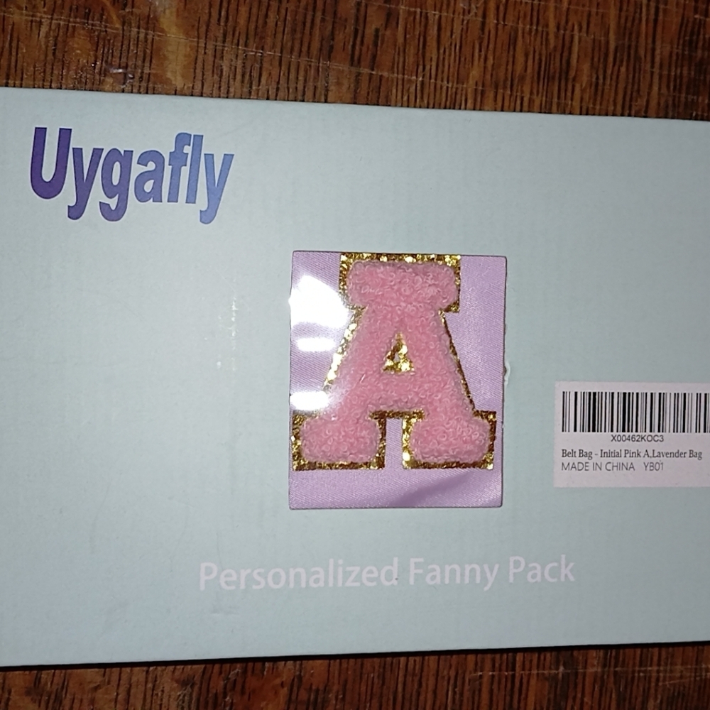 Uygafly Lavender Fanny Pack with Pink 'A' Patch